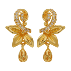 Royal Floral Drop Stone Gold Earrings